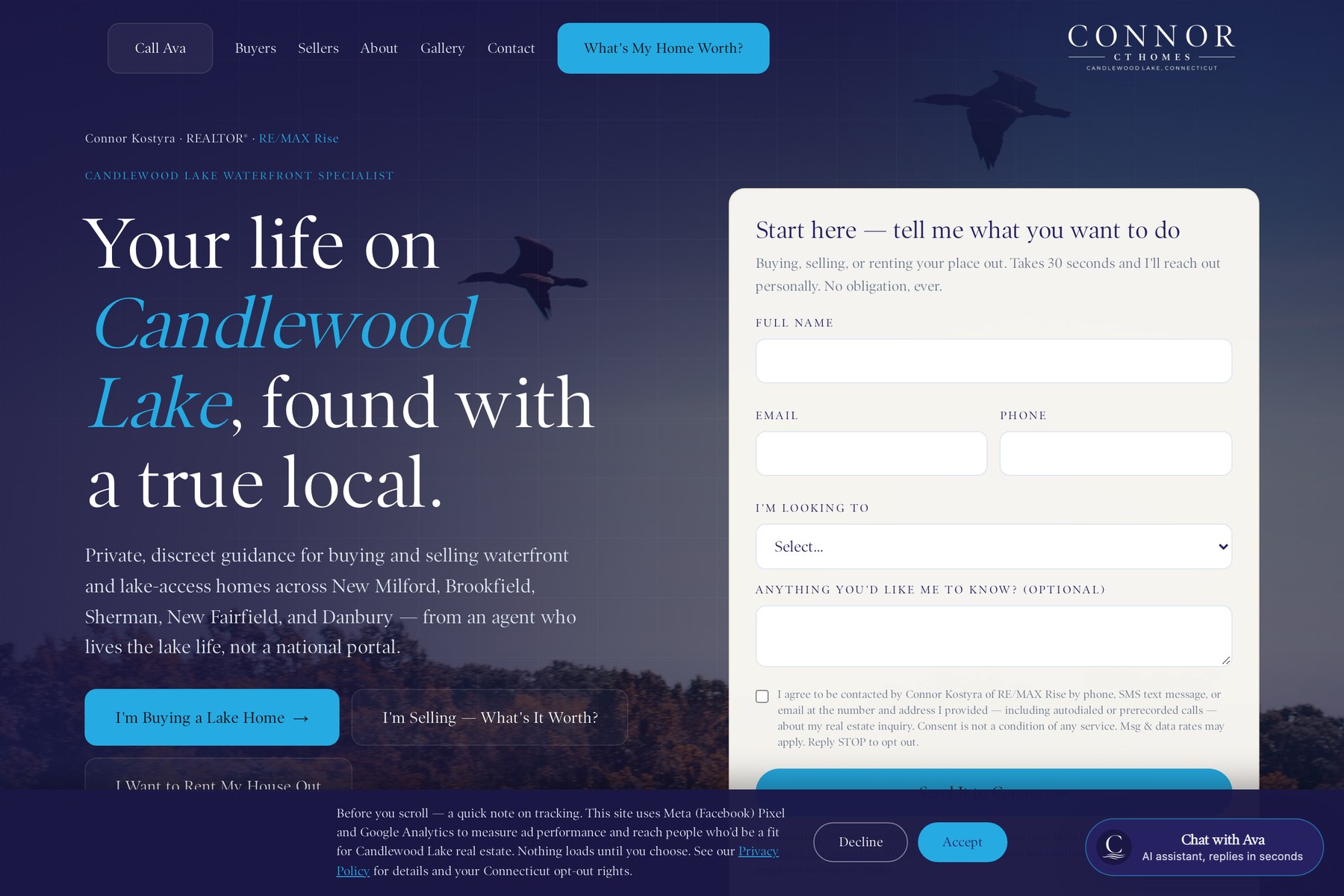 Home page of Candlewood Lake Agent, a Connecticut lake real estate site