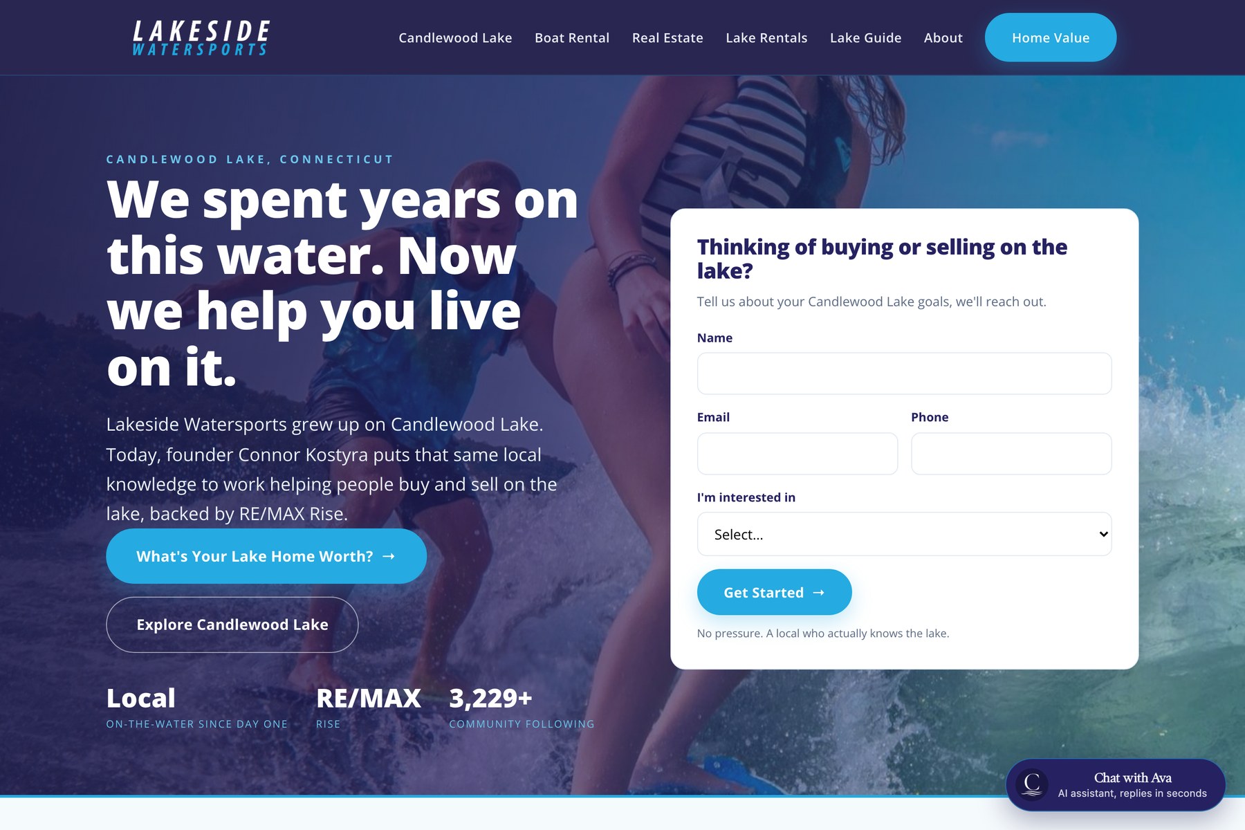 Home page of Lakeside Watersports, a Candlewood Lake brand and local rental business
